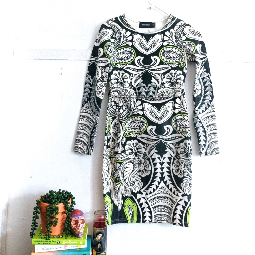 Floral Paisley Sequin Bodycon Pencil Skirt Set Dress XS - Minkpink x Revolve